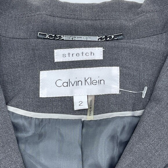 Calvin Klein Stretch Glen Plaid Two-Button Grey Jacket Size 2 - Picture 3 of 4
